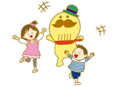 つげさんと子どもがはしゃいでいる様子