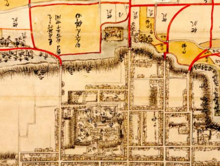 慶安の絵図のうち感田神社・願泉寺部分を拡大した写真