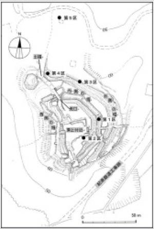 千石堀城の発掘工区を示した地図の画像