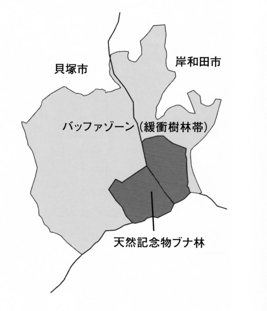 和泉葛城山ブナ林の範囲図