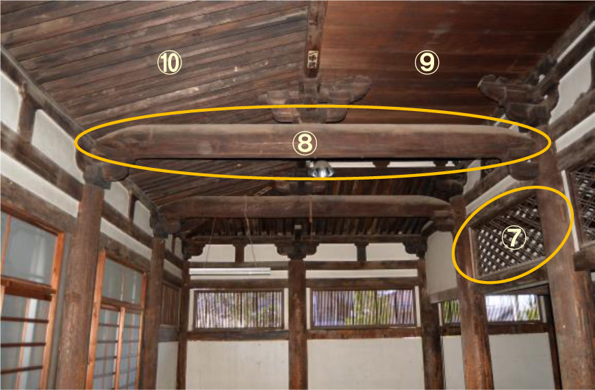 孝恩寺観音堂内部の外陣の写真