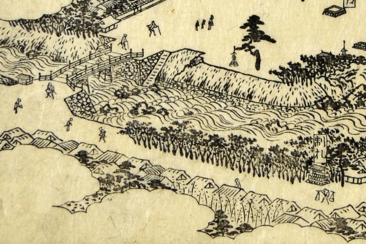 水間寺を参詣する人びと 和泉名所図会「水間寺」図