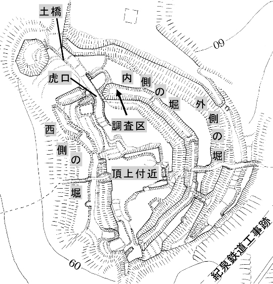 千石堀城跡縄張り図の図面