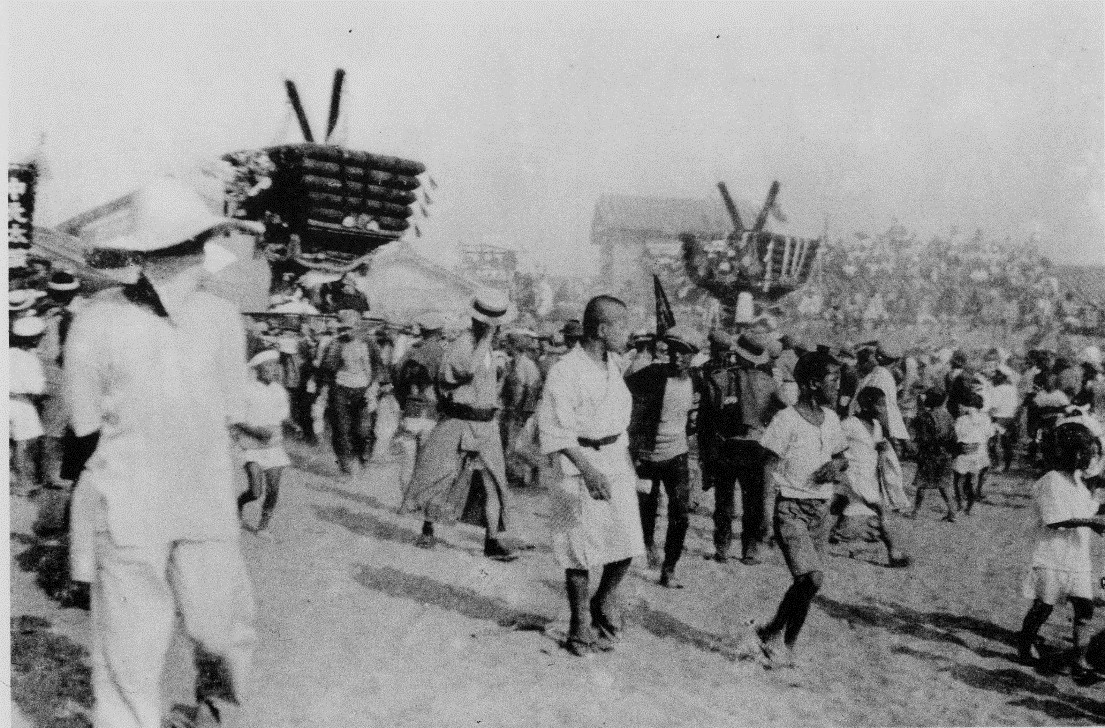 大正時代の太鼓台祭りのようす