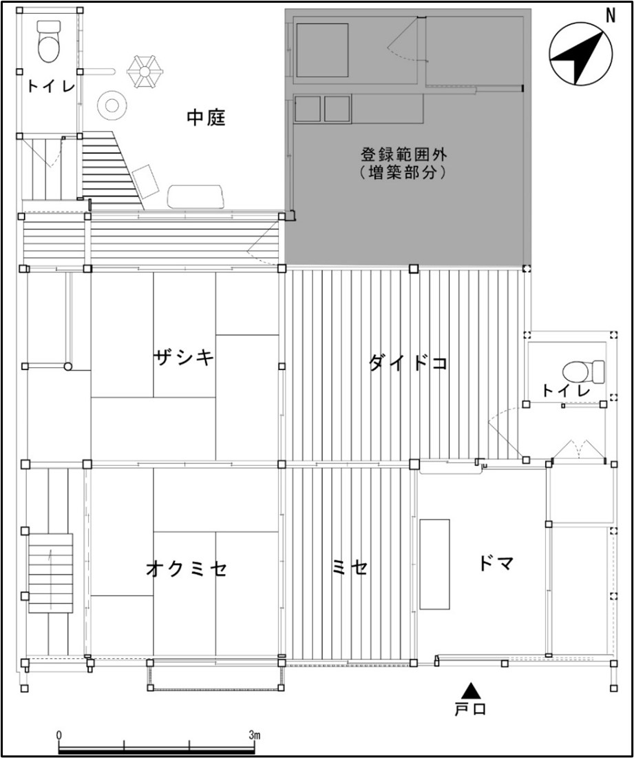 貝塚寺内町まちや館(旧田中家住宅主屋)1階平面図