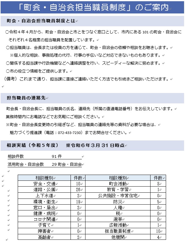 町会自治会担当職員制度パンフレット(裏)