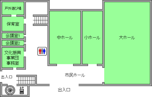 貝塚市民文化会館1階見取り図