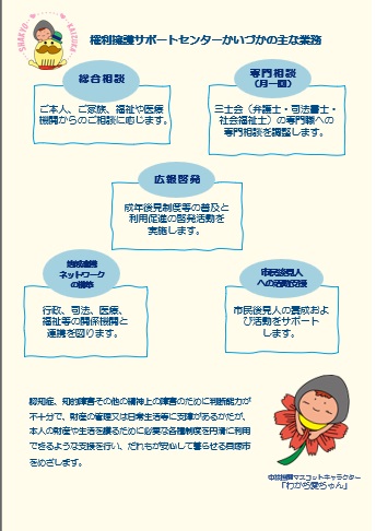 権利擁護サポートセンターかいづかのチラシです内容は本文に記載しております