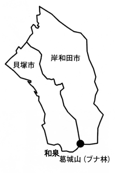 和泉葛城山ブナ林の位置図