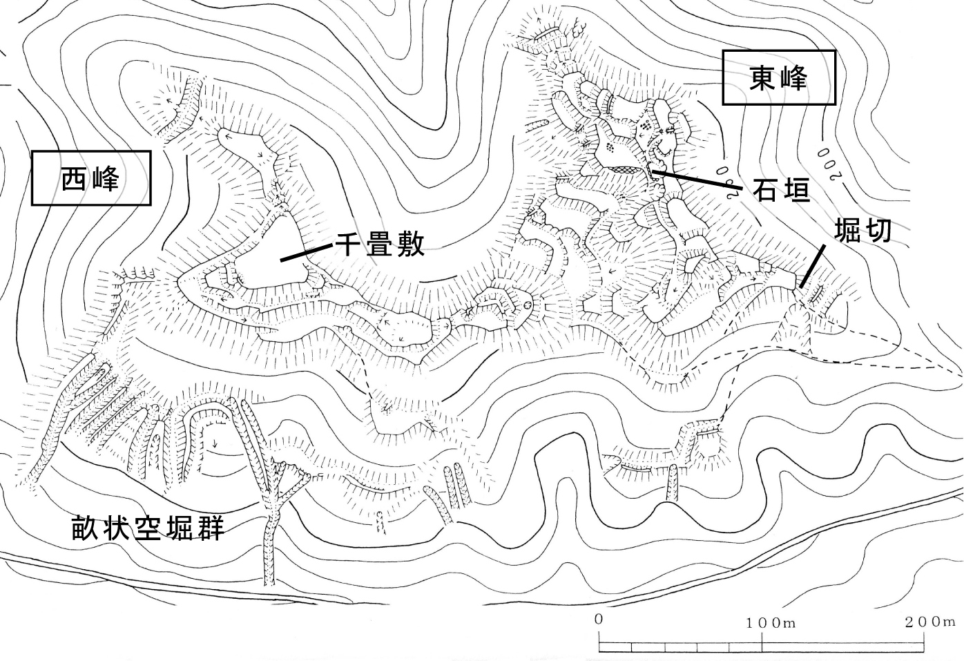 根福寺城跡の縄張り図