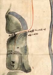 「根来出城配置図」に描かれた千石堀城の写真