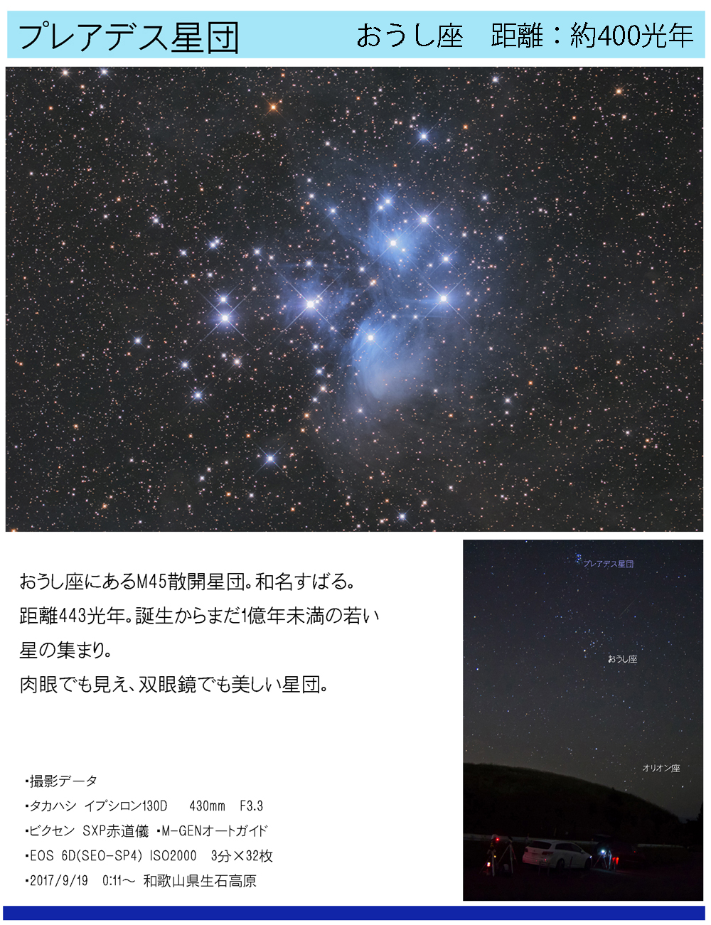 プレアデス星団の天体写真