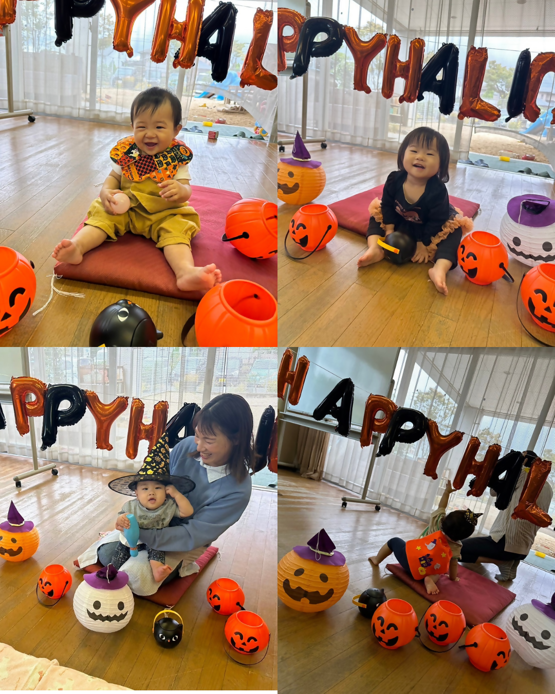 昨年の赤ちゃんルームでハロウィンの仮装をした赤ちゃんの写真