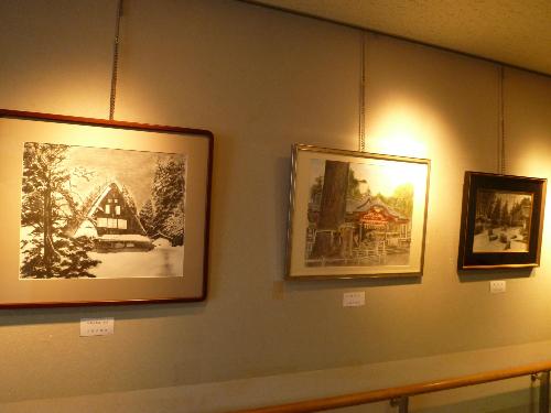 水墨画（額縁に飾られた水墨画が展示されている）