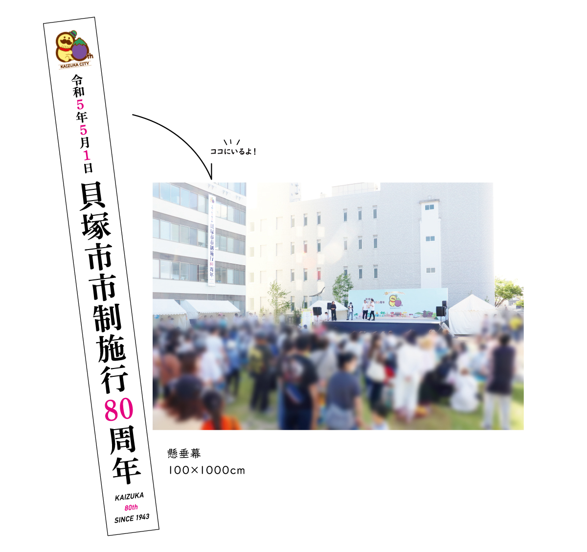 市制施行80周年の懸垂幕