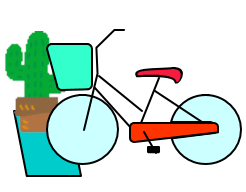 メーターボックスの上に自転車や植木鉢が置かれている画像