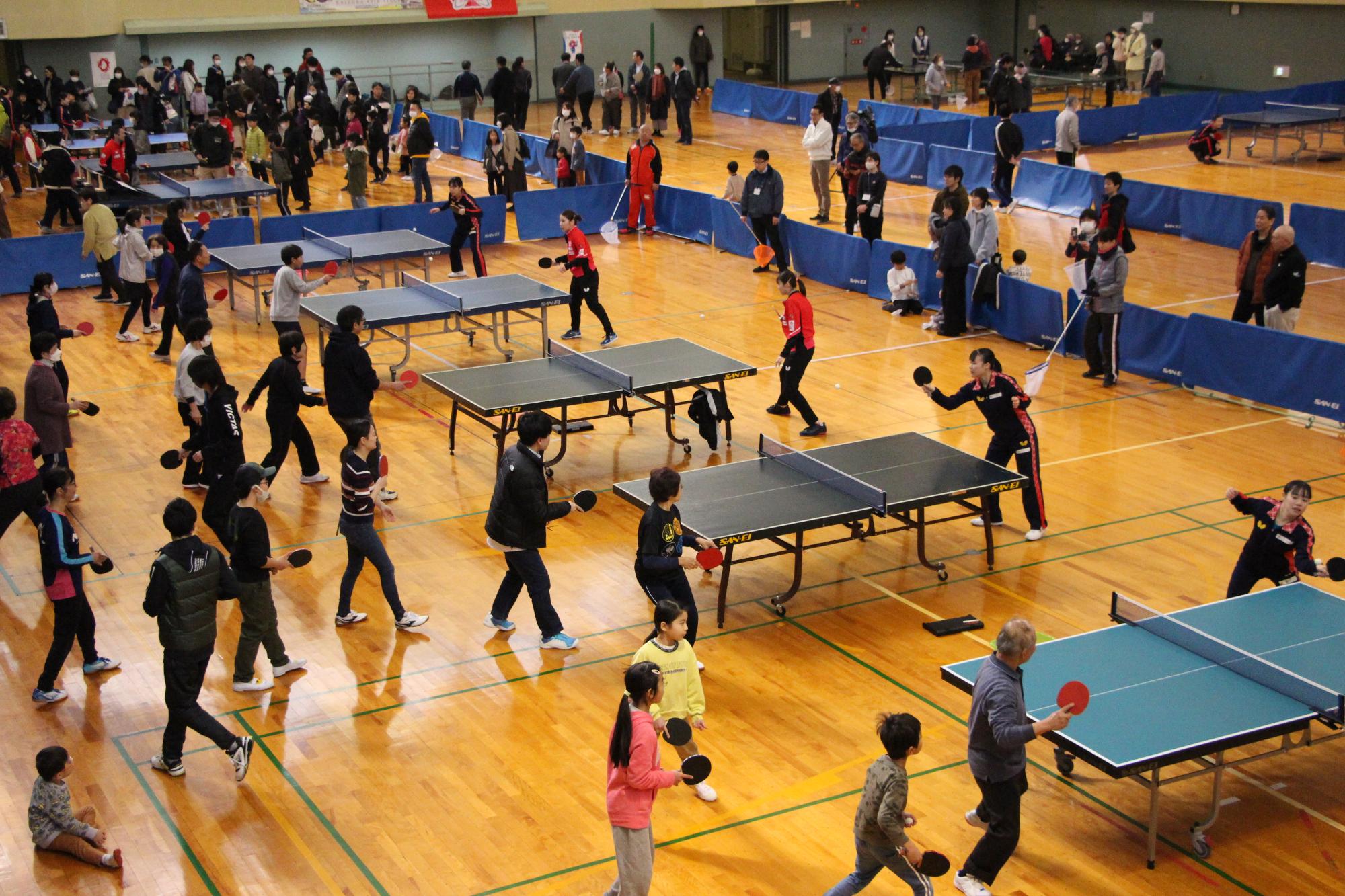 選手とのラリーの様子会場全体のイメージ