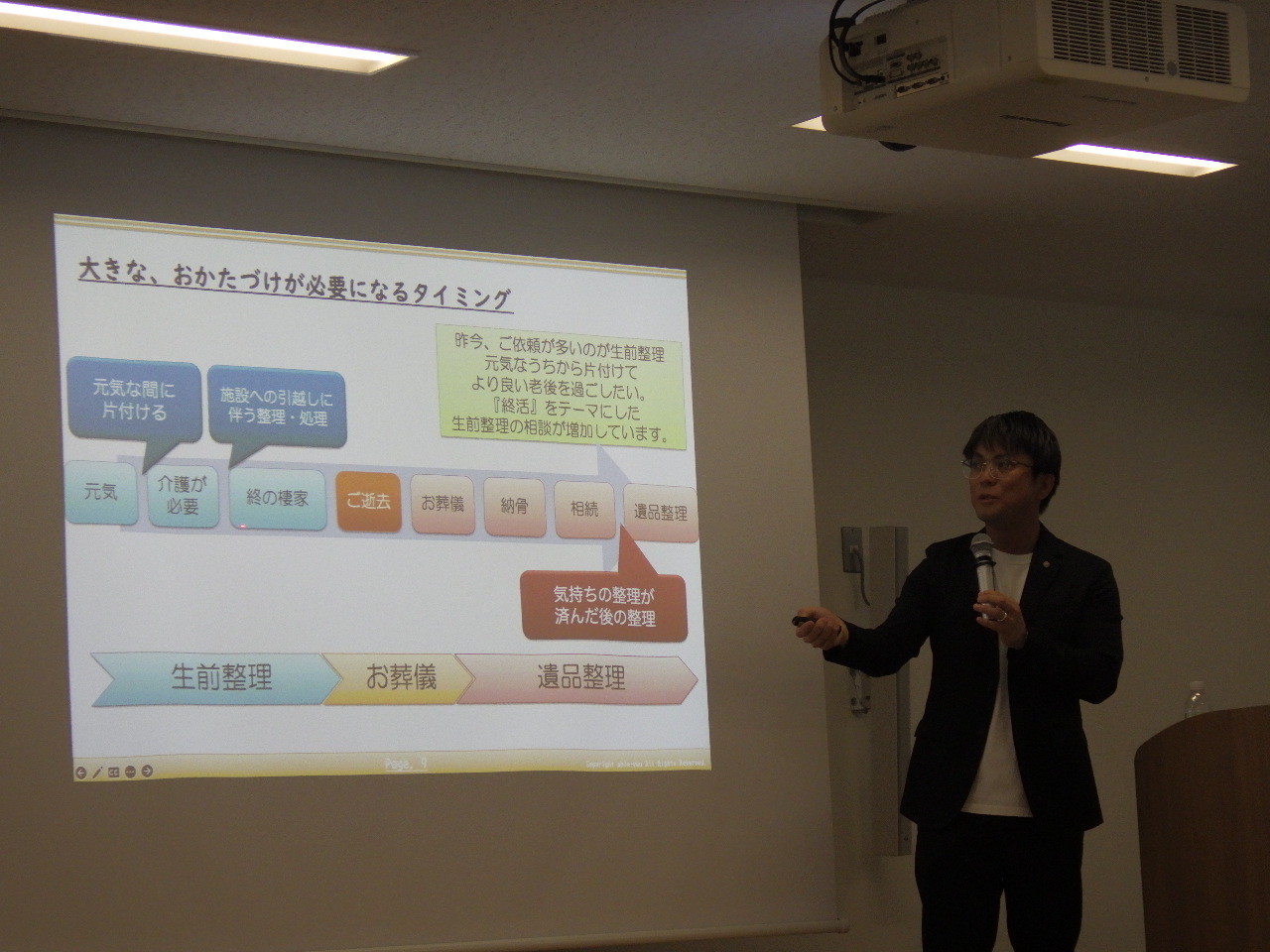 第1部 屋宜先生の講演の様子の写真です