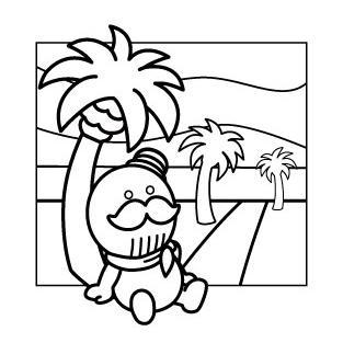 つげさんが木陰で休んでいるぬり絵