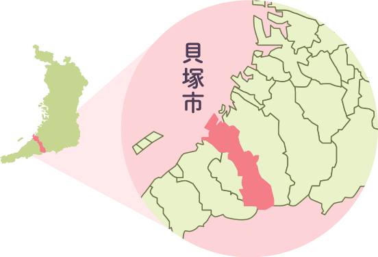 貝塚市の位置を示した地図